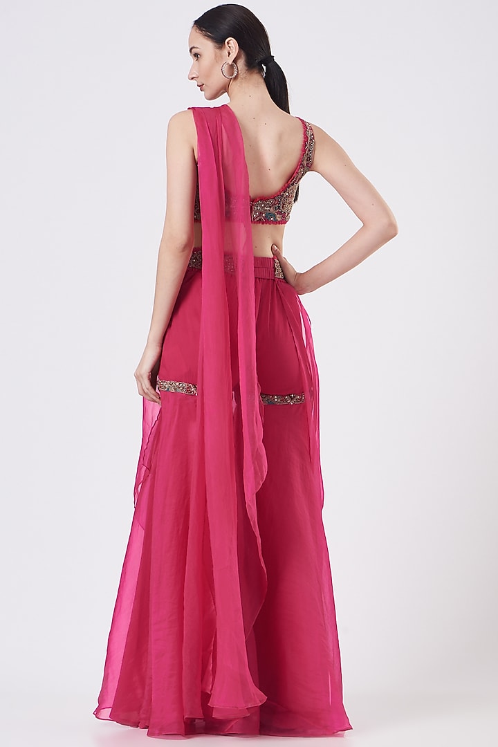 Fuchsia Georgette Wedding Sharara Set by Ridhima Bhasin at Pernia's Pop Up Shop