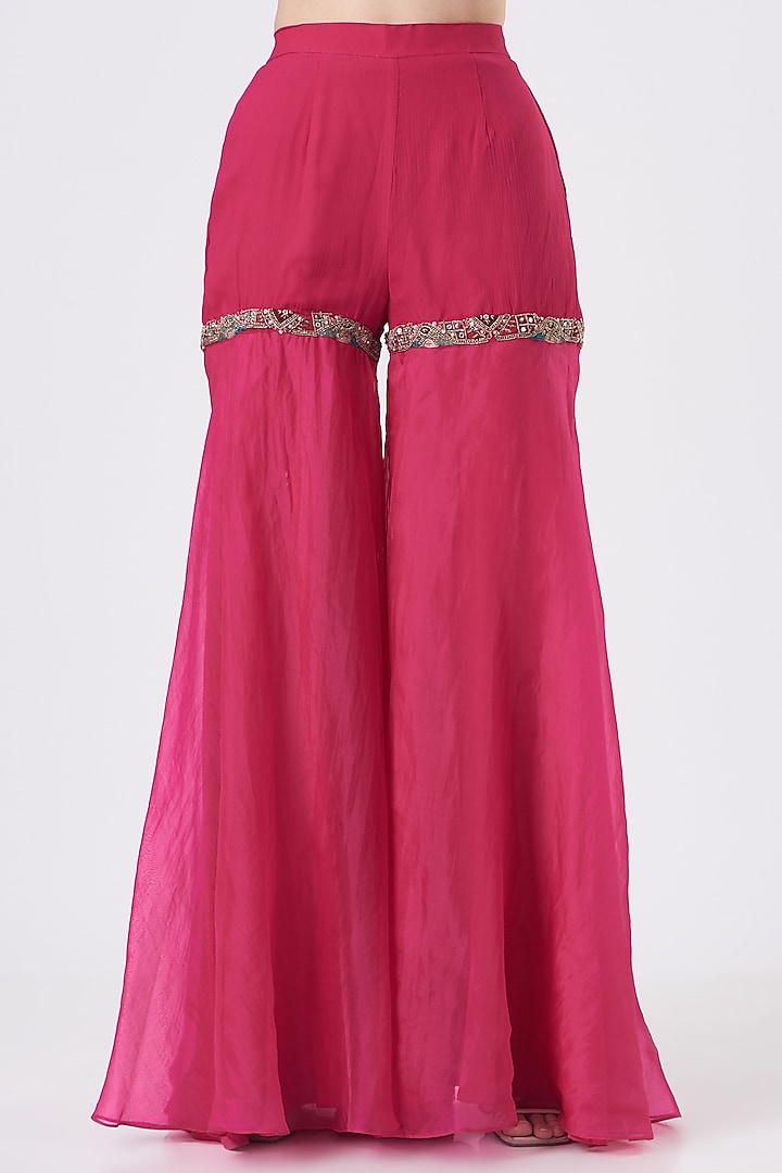 Fuchsia Georgette Wedding Sharara Set by Ridhima Bhasin at Pernia's Pop Up Shop