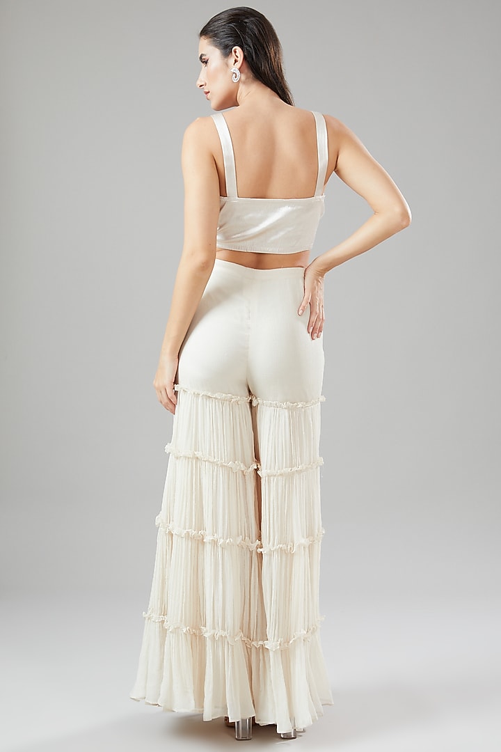 Ivory Tulle & Crepe Bridal Sharara Set by Ridhima Bhasin at Pernia's Pop Up Shop
