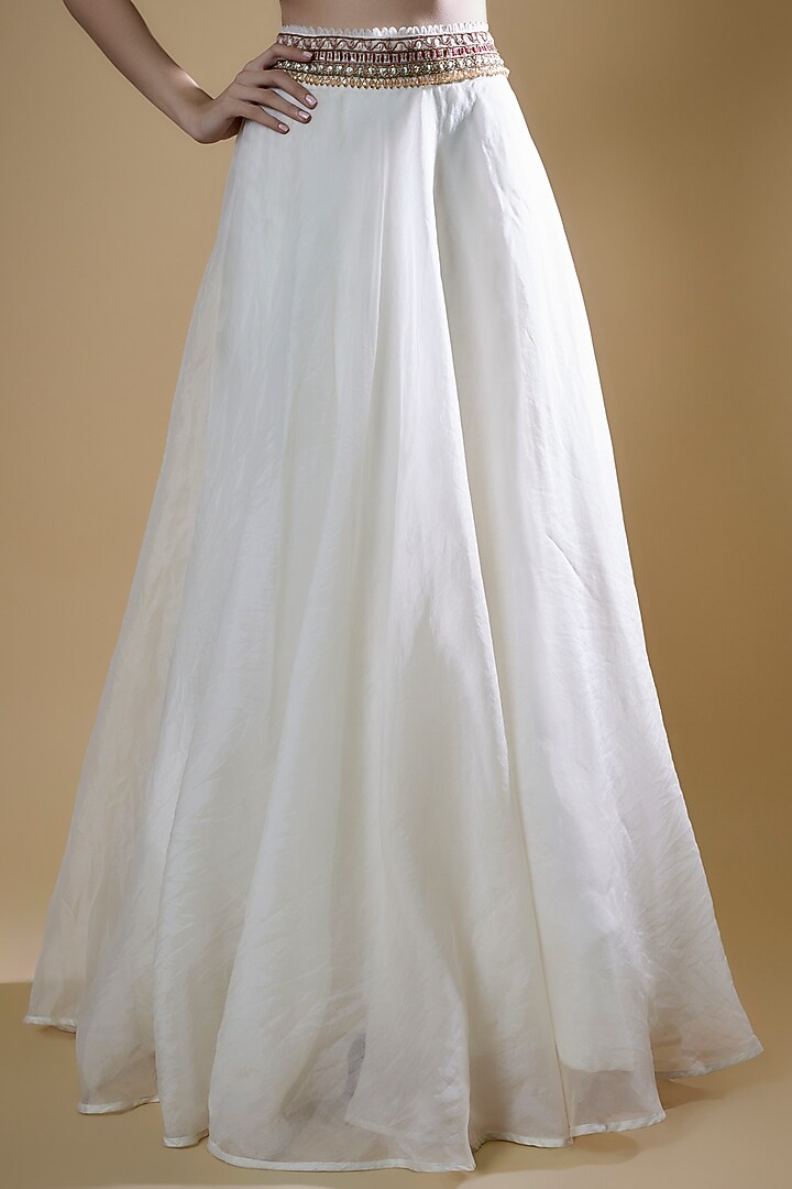 Ivory Organza Hand Embroidered Wedding Lehenga Set by Ridhima Bhasin at Pernia's Pop Up Shop
