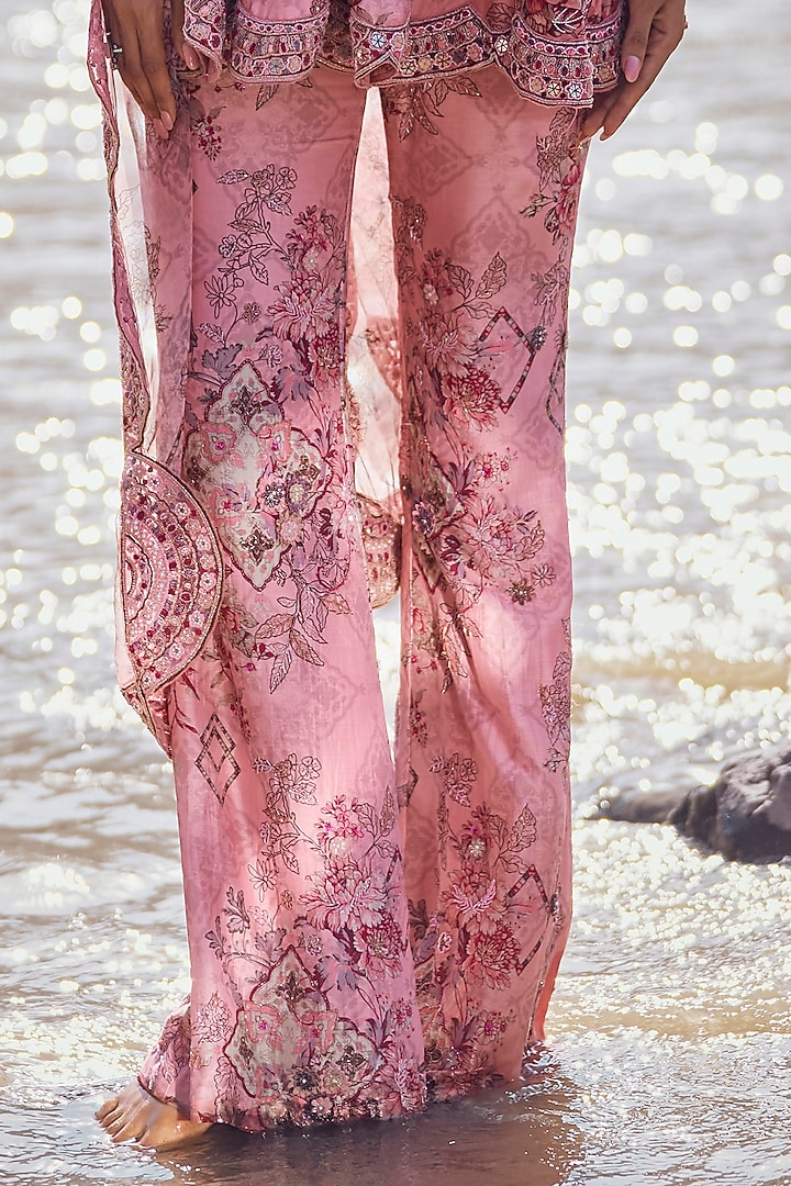Candy Pink Chanderi Bridal Sharara Set by Ridhima Bhasin at Pernia's Pop Up Shop