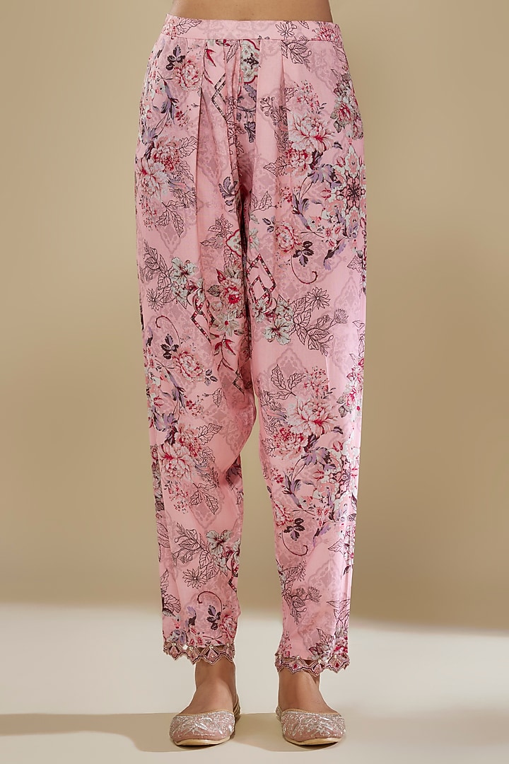 Candy Pink Chanderi & Rayon Kurta Set by Ridhima Bhasin at Pernia's Pop Up Shop