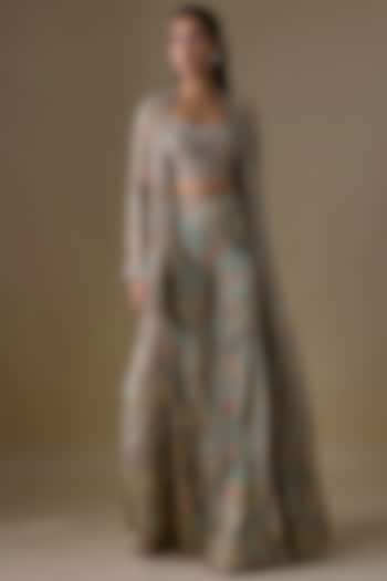 Grey Chiffon & Organza Jacket Set by Ridhima Bhasin at Pernia's Pop Up Shop