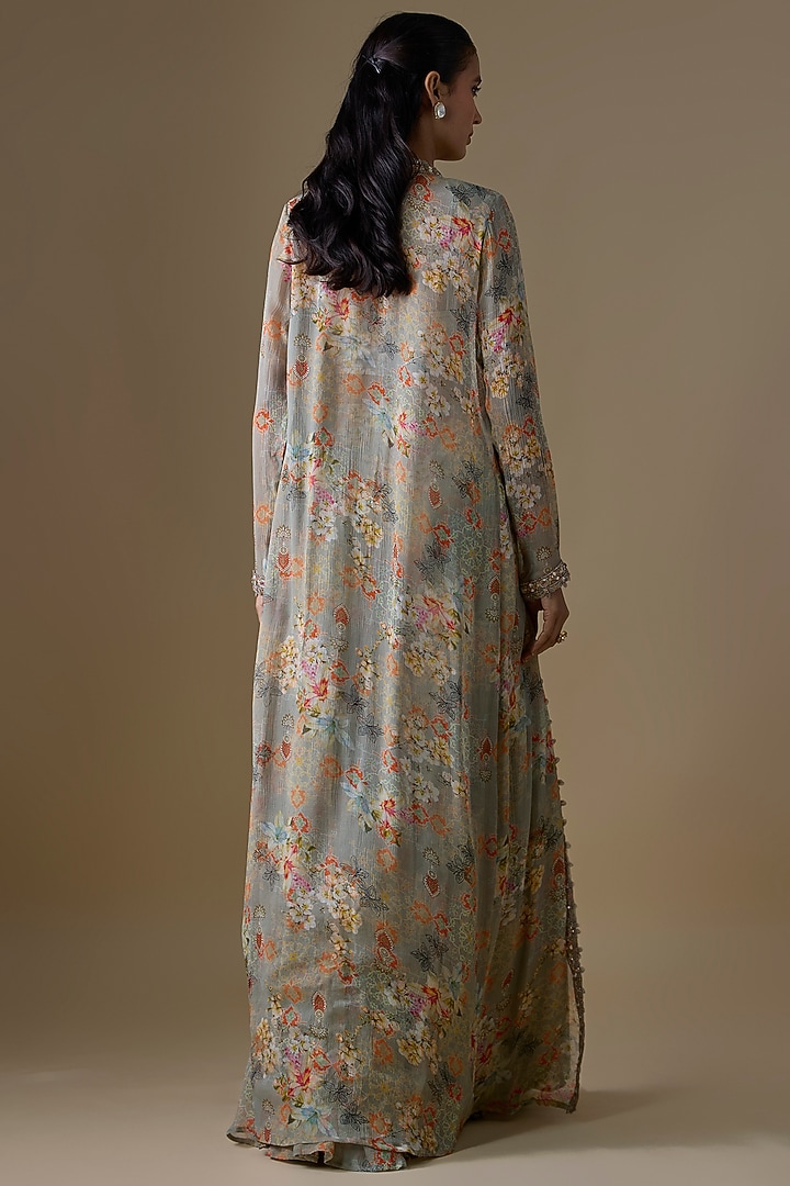 Grey Chiffon & Organza Jacket Set by Ridhima Bhasin at Pernia's Pop Up Shop