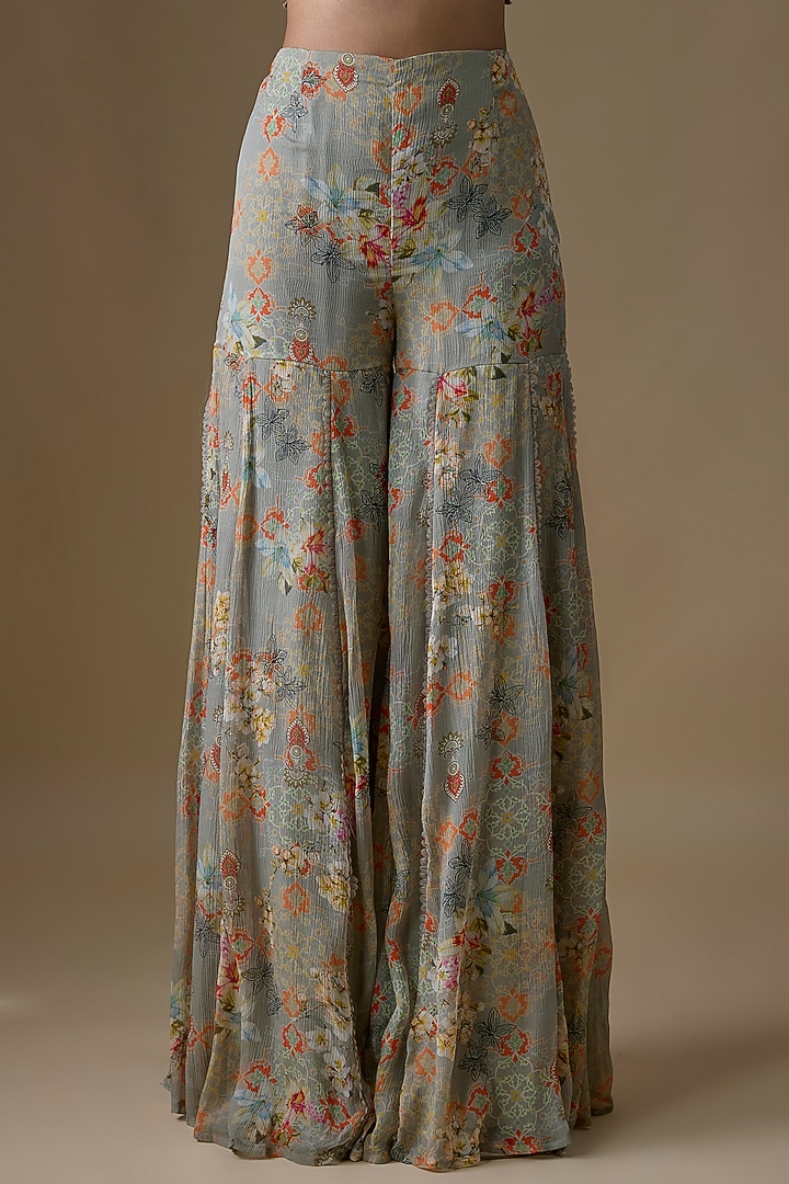 Grey Chiffon & Organza Jacket Set by Ridhima Bhasin at Pernia's Pop Up Shop