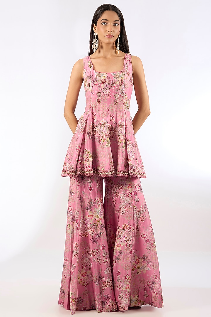 Pink Chanderi Wedding Sharara Set by Ridhima Bhasin at Pernia's Pop Up Shop
