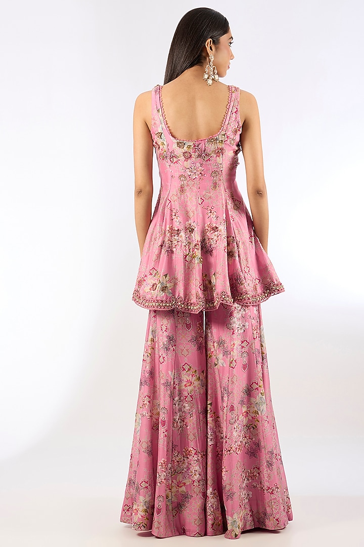 Pink Chanderi Wedding Sharara Set by Ridhima Bhasin at Pernia's Pop Up Shop