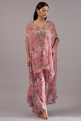 Pink Georgette Kurta Set by Ridhima Bhasin