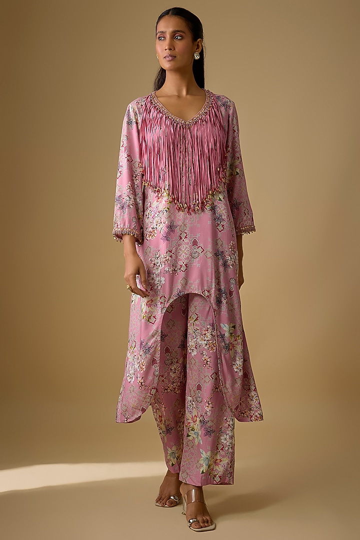 Pink Rayon Kurta Set by Ridhima Bhasin at Pernia's Pop Up Shop