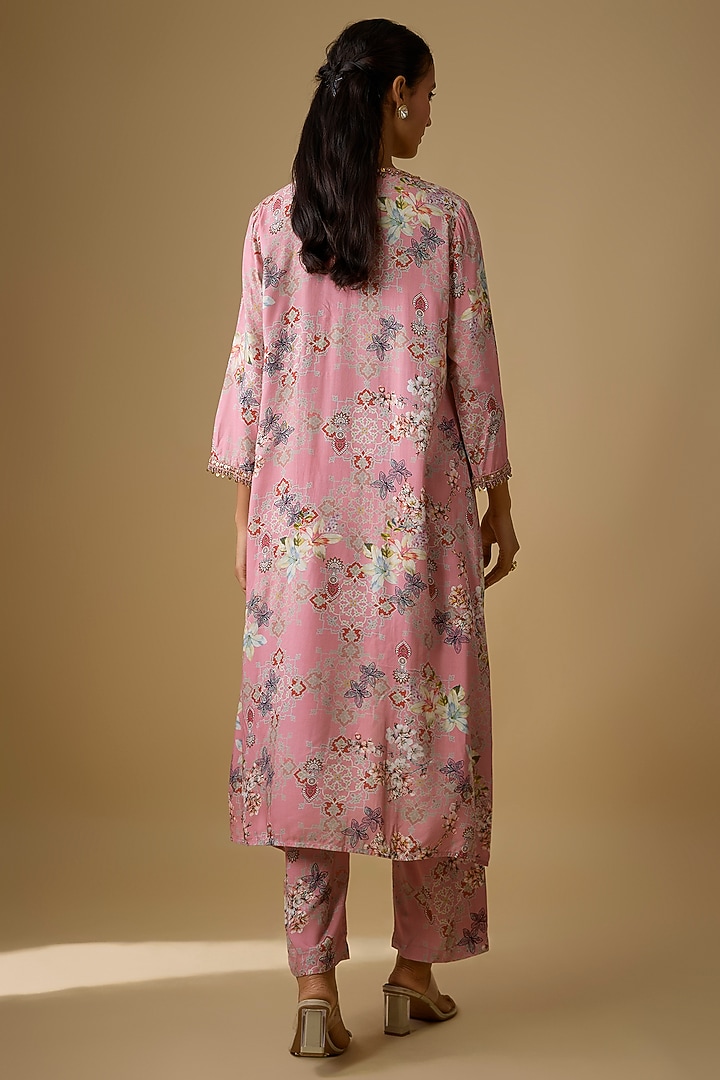 Pink Rayon Kurta Set by Ridhima Bhasin at Pernia's Pop Up Shop