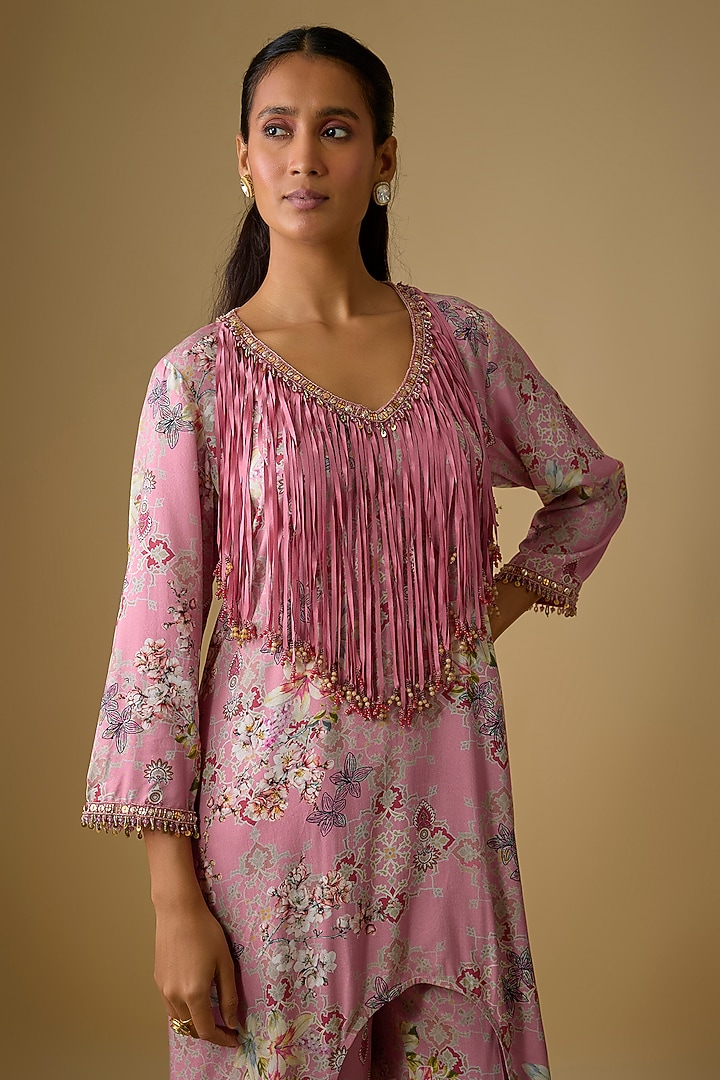 Pink Rayon Kurta Set by Ridhima Bhasin at Pernia's Pop Up Shop