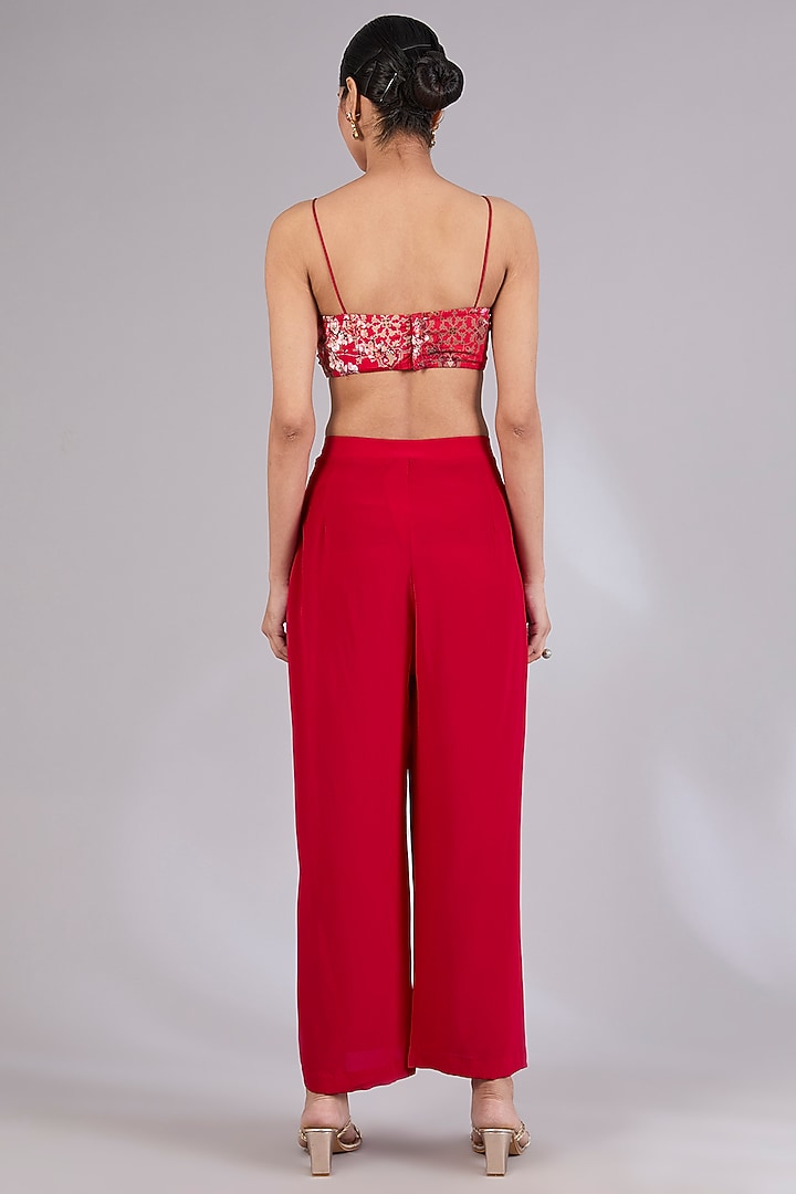 Red Organza & Crepe Cape Set by Ridhima Bhasin at Pernia's Pop Up Shop