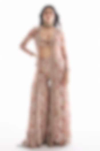 Dirty White Organza & Chiffon Embellished Jacket Set by Ridhima Bhasin at Pernia's Pop Up Shop