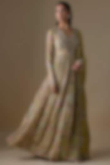 Mint Chiffon & Organza Wedding Anarkali Set by Ridhima Bhasin at Pernia's Pop Up Shop