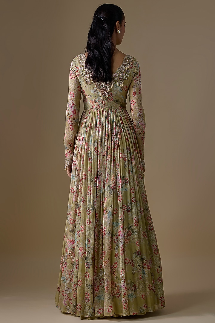 Mint Chiffon & Organza Wedding Anarkali Set by Ridhima Bhasin at Pernia's Pop Up Shop