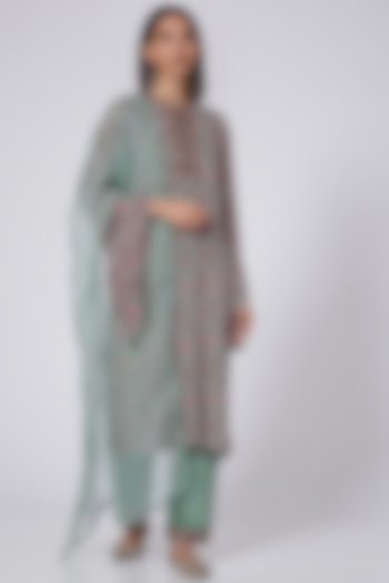 Aqua Organza Kurta Set by Ridhima Bhasin at Pernia's Pop Up Shop