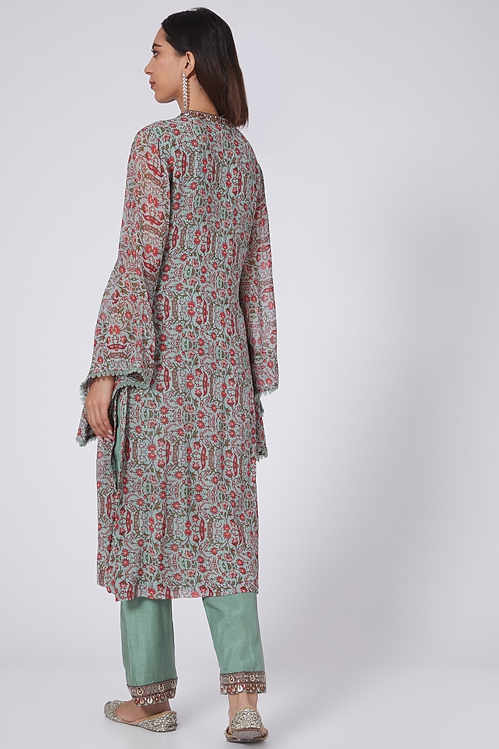Aqua Organza Kurta Set by Ridhima Bhasin at Pernia's Pop Up Shop