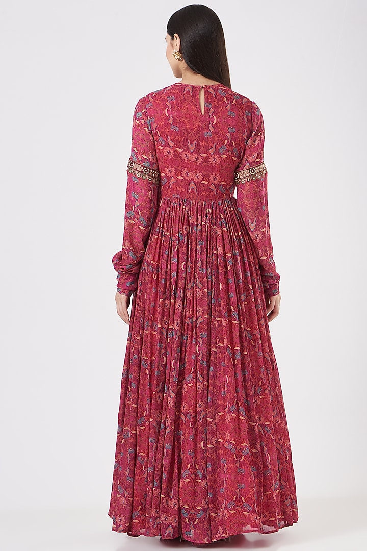 Hot Pink Embellished Wedding Anarkali Set by Ridhima Bhasin at Pernia's Pop Up Shop