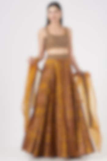 Mustard Embroidered Wedding Lehenga Set by Ridhima Bhasin at Pernia's Pop Up Shop