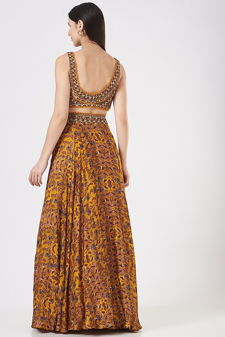 Mustard Embroidered Wedding Lehenga Set by Ridhima Bhasin at Pernia's Pop Up Shop