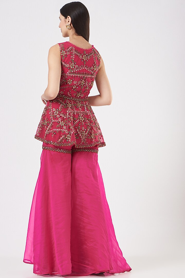 Red Embroidered Bridal Sharara Set by Ridhima Bhasin at Pernia's Pop Up Shop