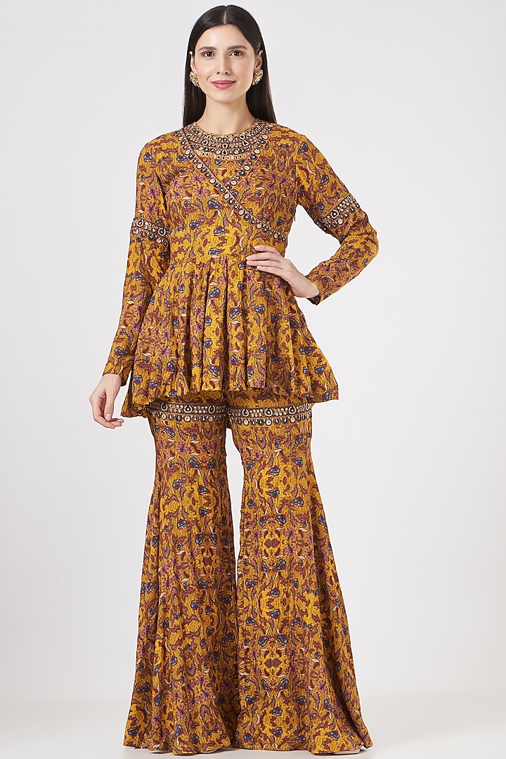 German Mustard Printed Pant Set by Ridhima Bhasin at Pernia's Pop Up Shop