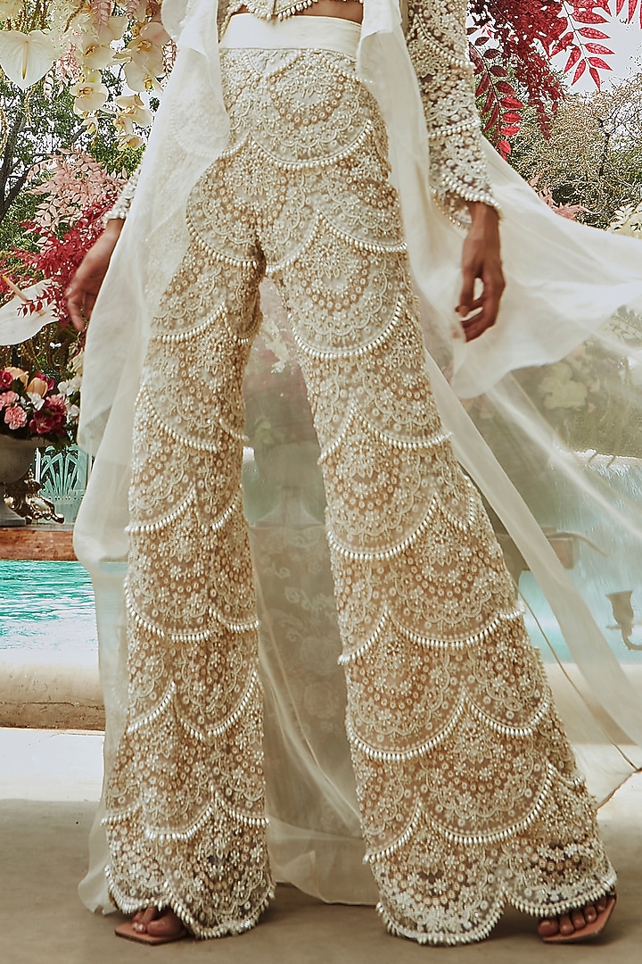 Ivory Organza Jacket Set by Ridhima Bhasin at Pernia's Pop Up Shop