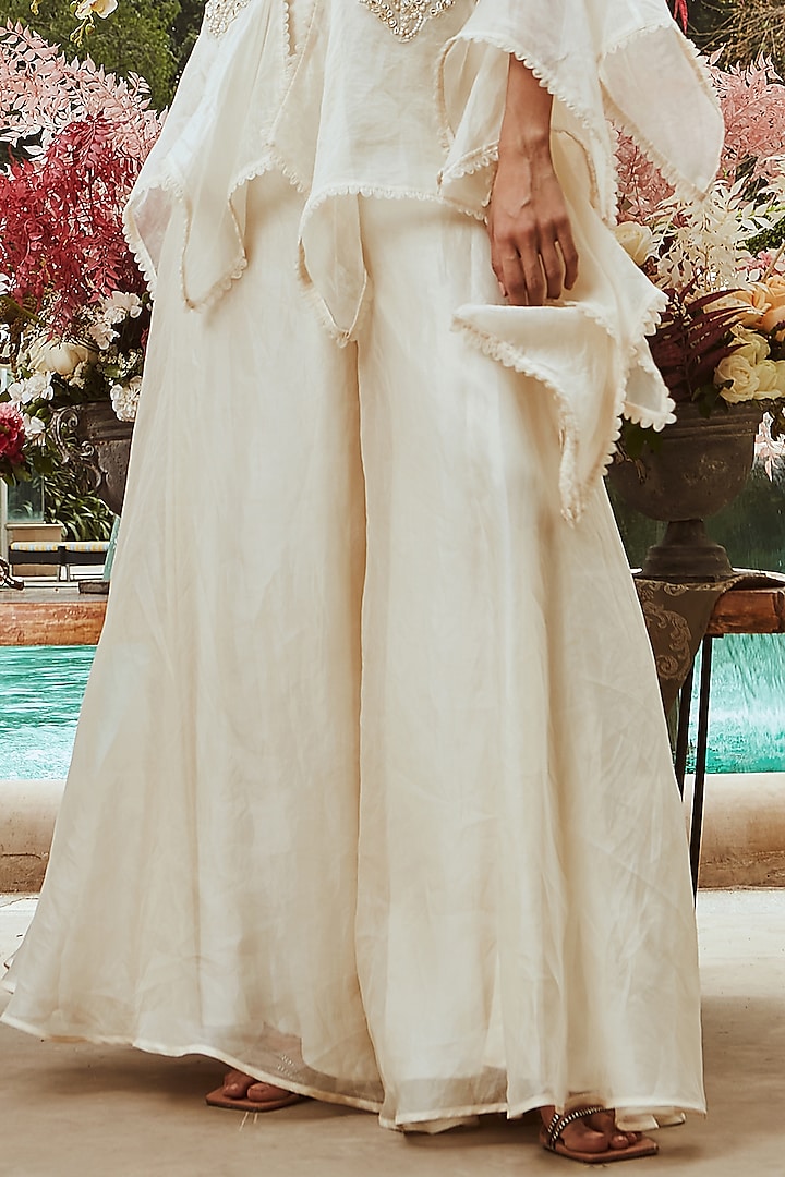 Ivory Organza Wedding Sharara Set by Ridhima Bhasin at Pernia's Pop Up Shop