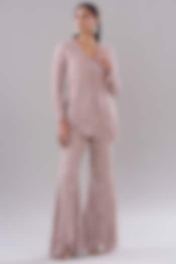 Light Pink Organza Embroidered Bridal Sharara Set by Ridhima Bhasin at Pernia's Pop Up Shop