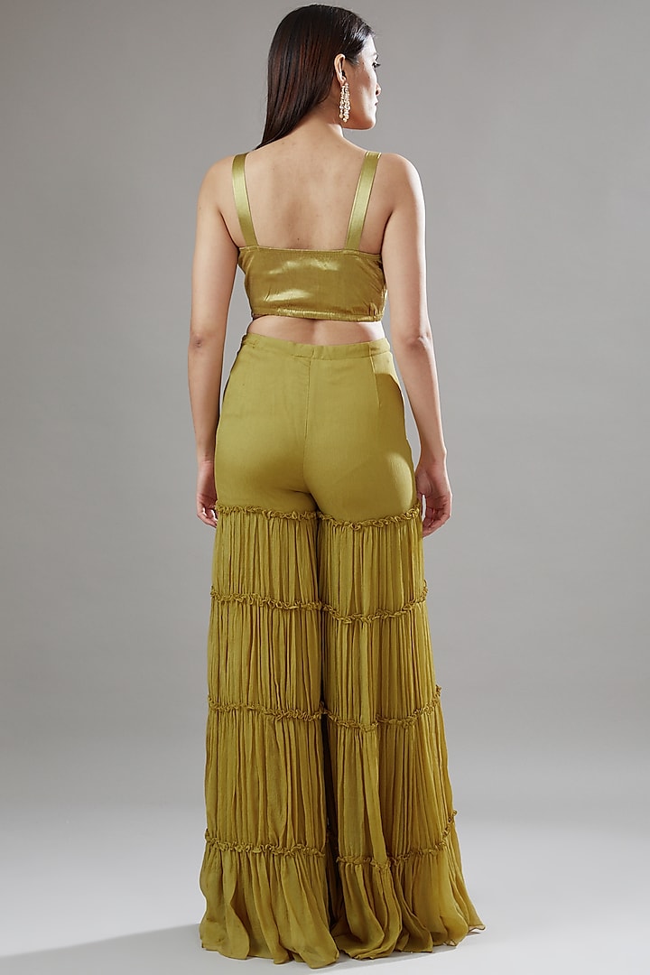 Mustard Tulle & Crepe Bridal Sharara Set by Ridhima Bhasin at Pernia's Pop Up Shop