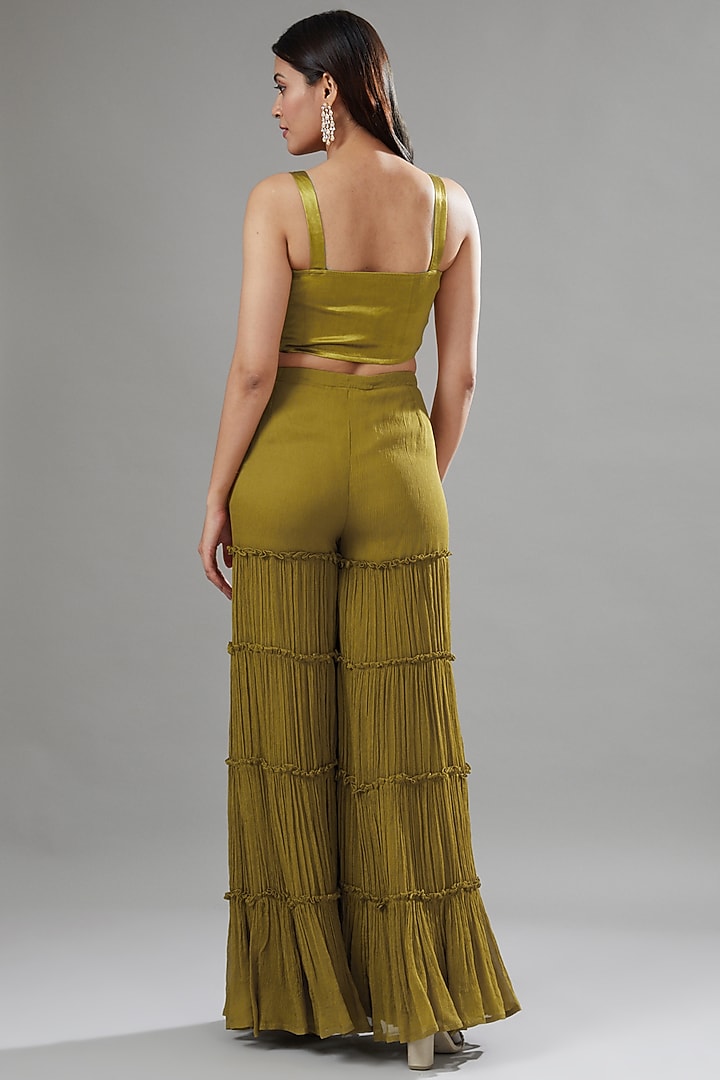 Mustard Tulle & Crepe Bridal Sharara Set by Ridhima Bhasin at Pernia's Pop Up Shop
