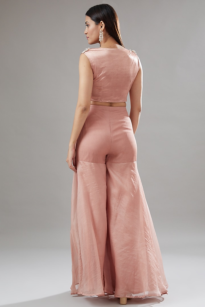 Pink Organza Embroidered Jacket Set by Ridhima Bhasin at Pernia's Pop Up Shop