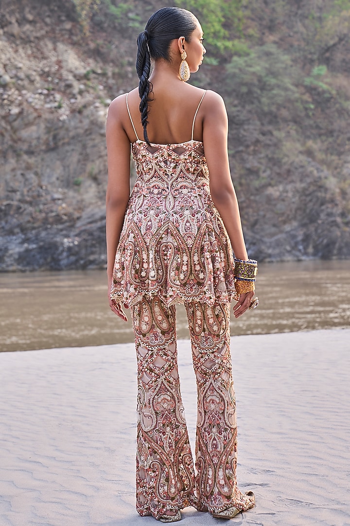 Ivory Net Hand & Machine Embroidered Bridal Sharara Set by Ridhima Bhasin at Pernia's Pop Up Shop
