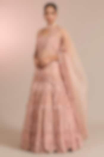 Blush Pink Net & Organza Bridal Lehenga Set by Ridhima Bhasin at Pernia's Pop Up Shop