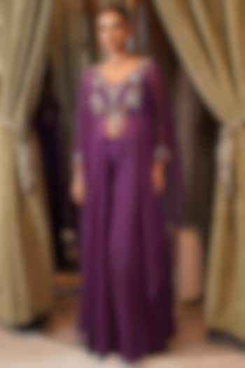 Purple Organza Embellished Kurta Set by Ridhima Bhasin at Pernia's Pop Up Shop