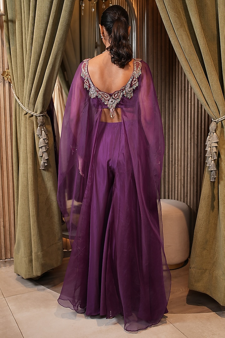 Purple Organza Embellished Kurta Set by Ridhima Bhasin at Pernia's Pop Up Shop