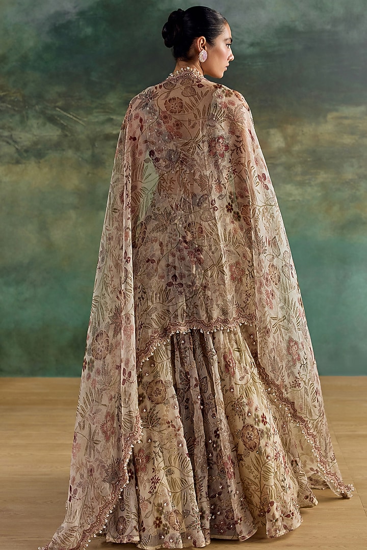 Ivory Organza Printed Bridal Lehenga Set by Ridhima Bhasin at Pernia's Pop Up Shop