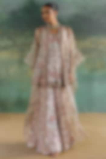 Ivory Organza Printed Wedding Sharara Set by Ridhima Bhasin at Pernia's Pop Up Shop
