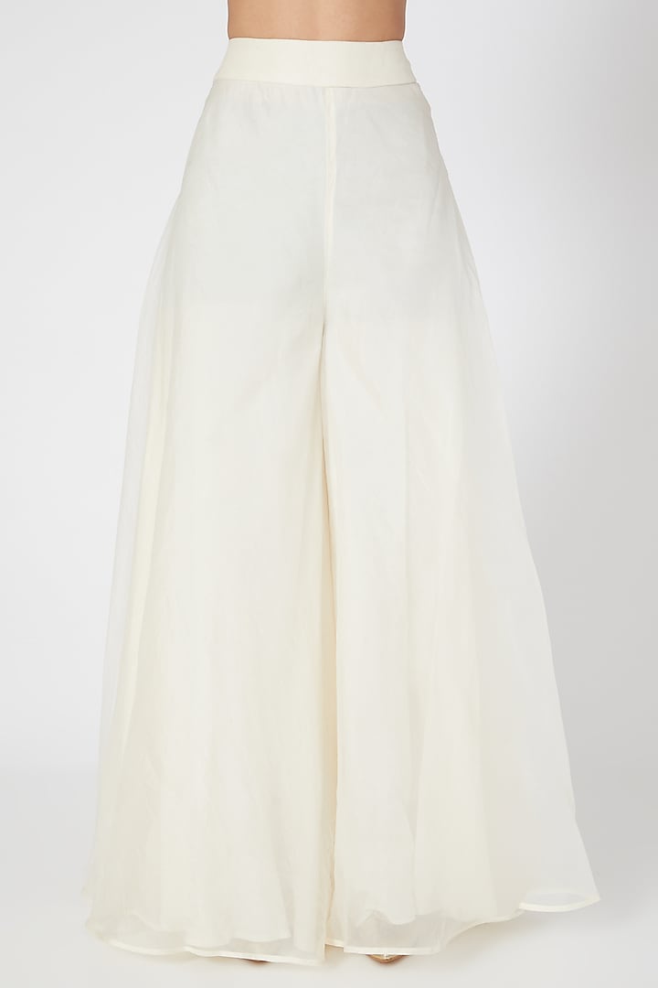 White Organza Embroidered Pallazo Set by Ridhima Bhasin at Pernia's Pop Up Shop