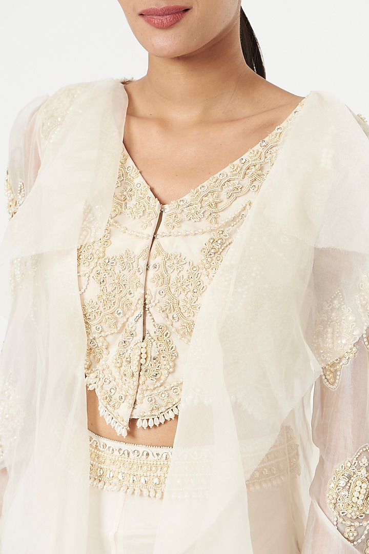 White Organza Jacket Set by Ridhima Bhasin at Pernia's Pop Up Shop