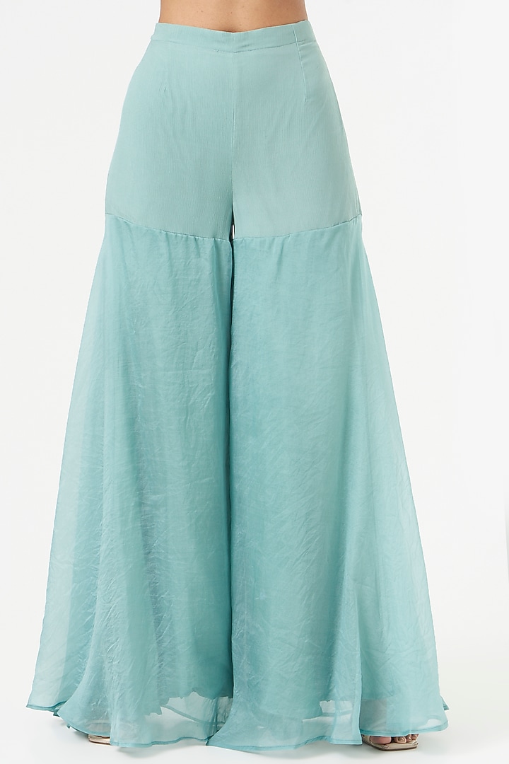 Sky Blue Tulle & Crepe Bridal Sharara Set by Ridhima Bhasin at Pernia's Pop Up Shop