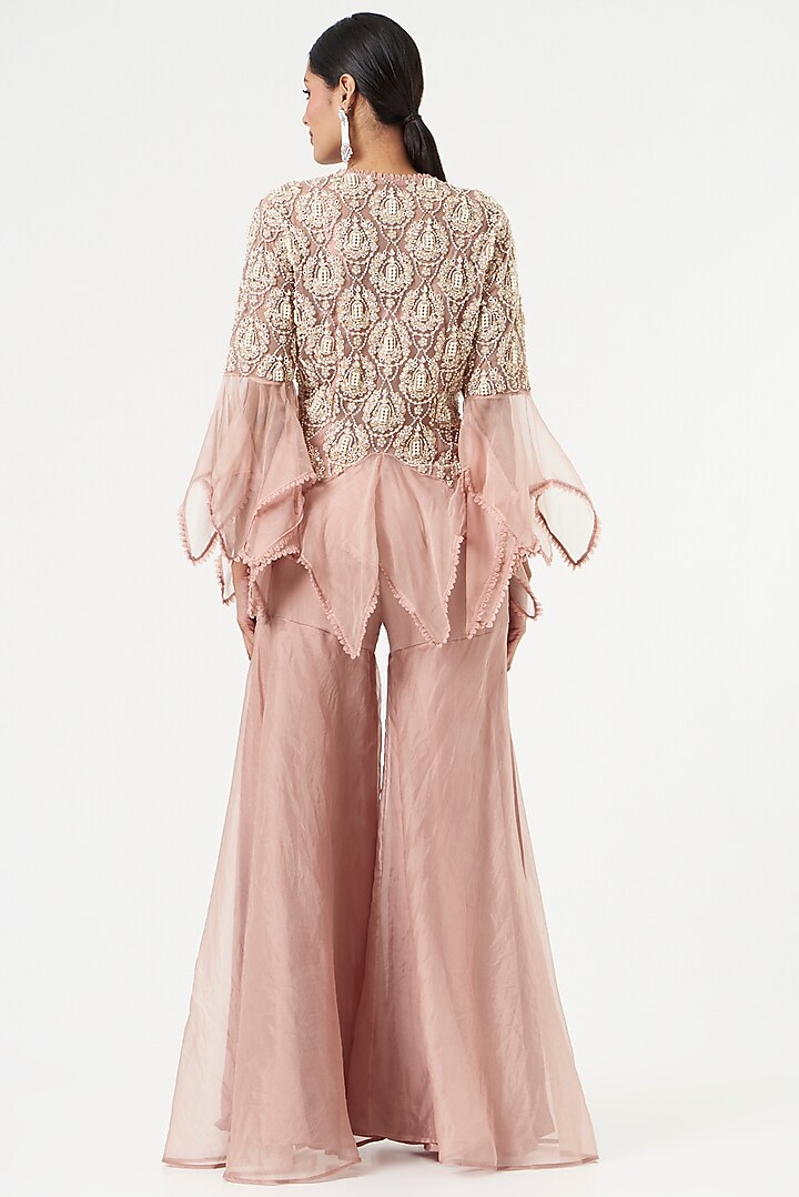 Blush Pink Embroidered Jacket Set by Ridhima Bhasin at Pernia's Pop Up Shop