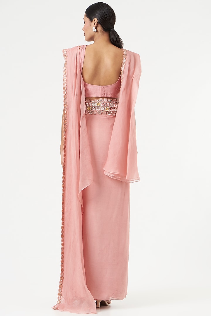 Blush Pink Chiffon Wedding Sharara Set by Ridhima Bhasin at Pernia's Pop Up Shop