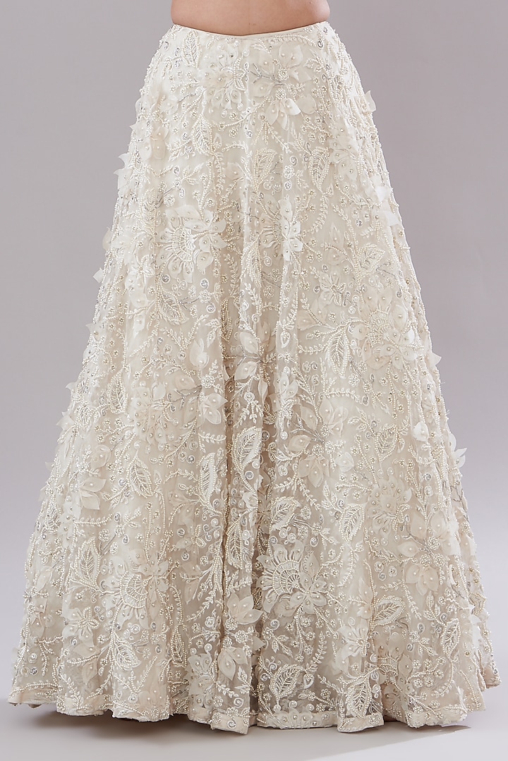 Ivory Organza Embroidered Bridal Lehenga Set by Ridhima Bhasin at Pernia's Pop Up Shop