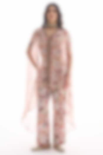 Dirty White Rayon & Georgette Floral Printed Co-Ord Set by Ridhima Bhasin at Pernia's Pop Up Shop
