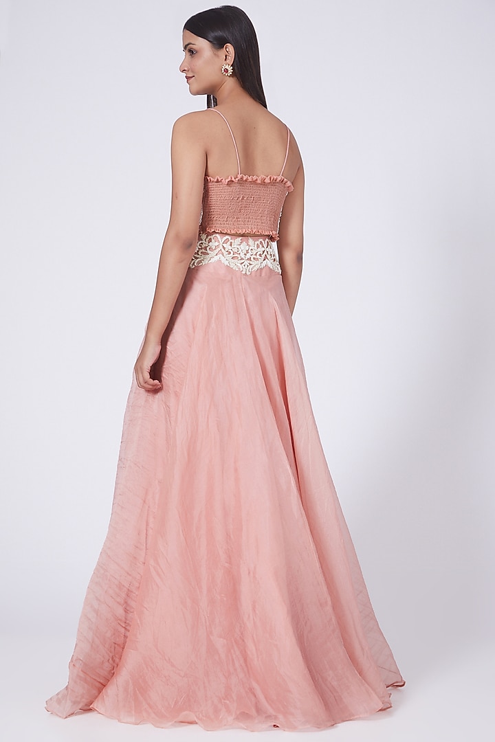 Peach Pearl Embroidered Wedding Lehenga Set by Ridhima Bhasin at Pernia's Pop Up Shop