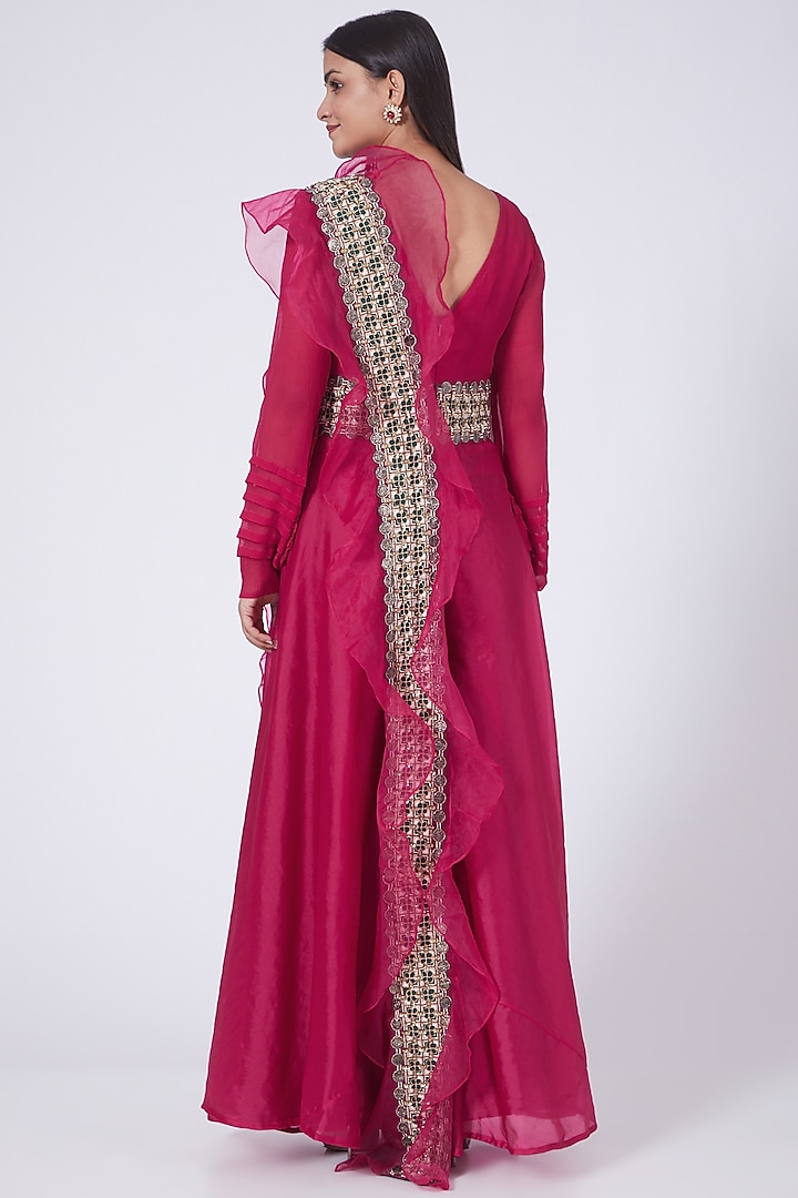 Fuchsia Embroidered Jumpsuit Set by Ridhima Bhasin at Pernia's Pop Up Shop
