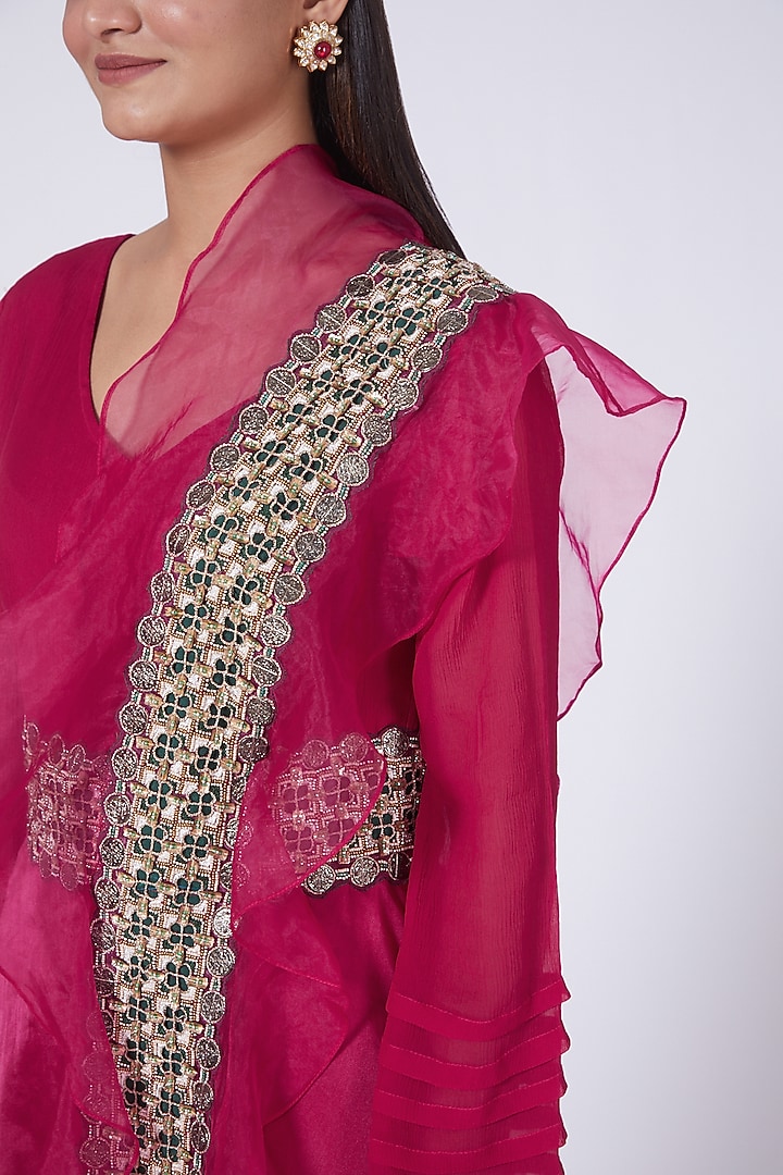 Fuchsia Embroidered Jumpsuit Set by Ridhima Bhasin at Pernia's Pop Up Shop