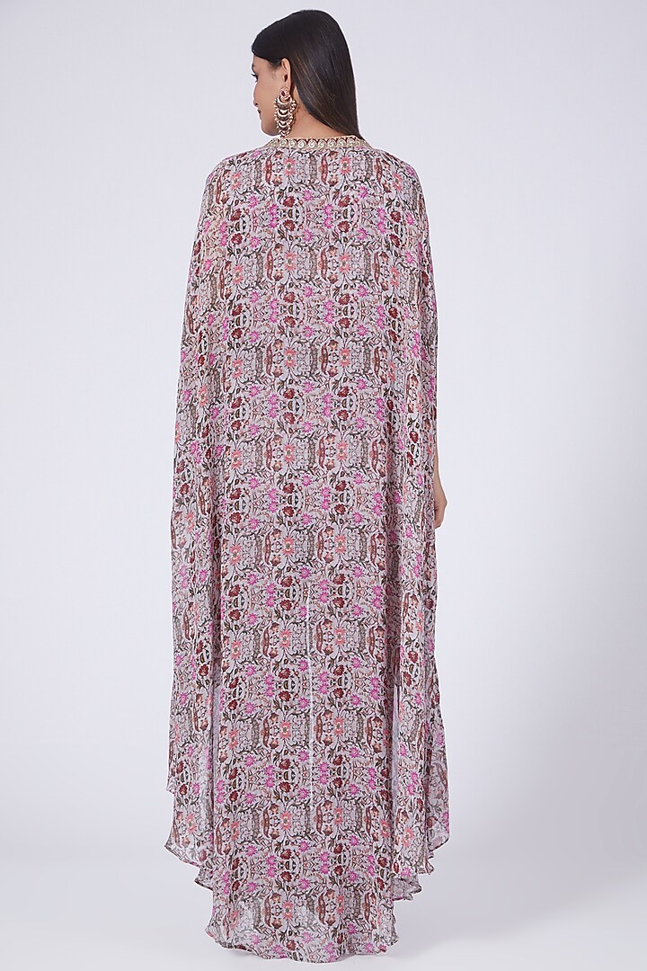 Mauve Printed High-Low Kaftan Set by Ridhima Bhasin at Pernia's Pop Up Shop