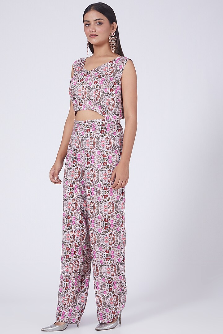 Mauve Printed High-Low Kaftan Set by Ridhima Bhasin at Pernia's Pop Up Shop